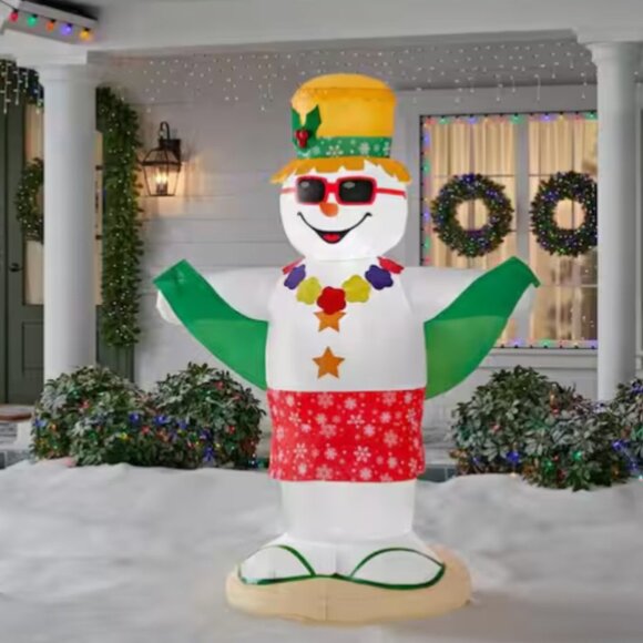 6 Ft Animated Snowman Toweling Off Christmas Inflatable LED Shivers Shakes NEW - Picture 1 of 6
